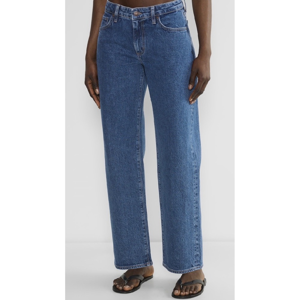 Denim Forum Salma Curve-Fit Super Lo-Rise Straight Jeans Blue Size 28 Casual 90s